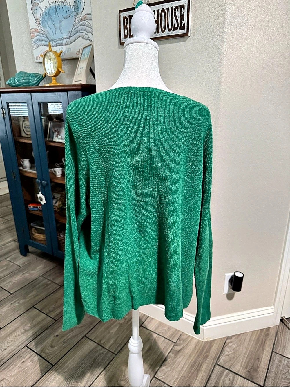 Eileen Fisher Green Scoop Neck Sweater Size Large - Picture 2 of 5